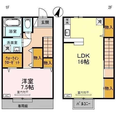 ドゥアンジュ立山　Ａ(1LDK)の間取り写真