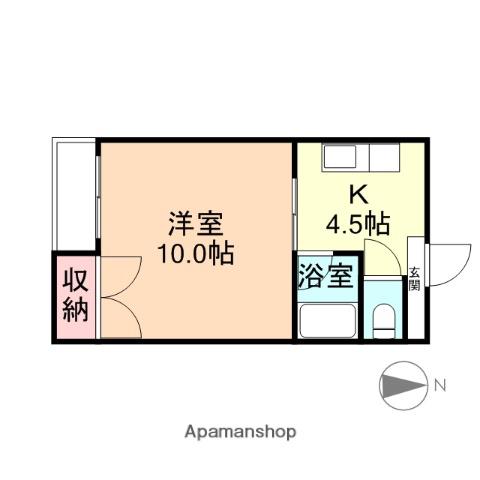 富山地鉄本線 越中荏原駅 徒歩9分 2階建 築37年(1DK/1階)の間取り写真