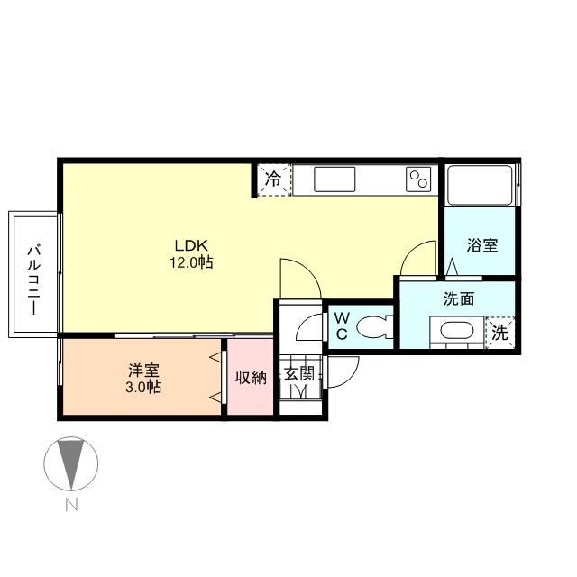 グレース婦中(1LDK/1階)の間取り写真