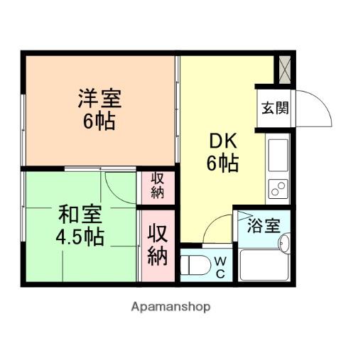 レヴール綾田A棟(2DK/1階)の間取り写真