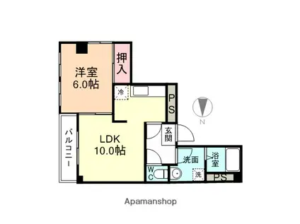 ベルトピア富山5A棟(1LDK/2階)の間取り写真