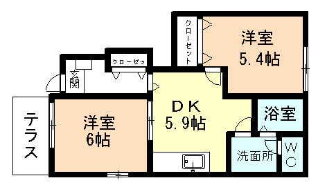 セトル 2(2DK/1階)の間取り写真