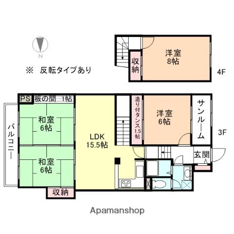 プレジデントステイツ上袋 A棟(4LDK/3階)の間取り写真