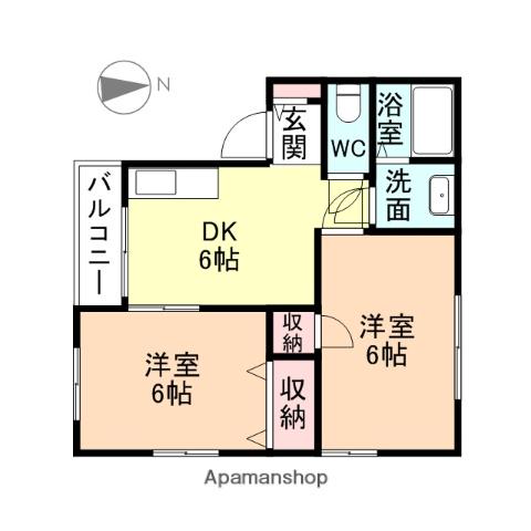 グリーンハイツ大沢野(2DK/2階)の間取り写真