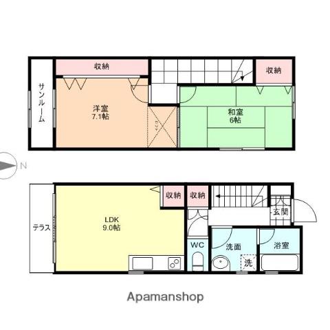 ファイン西荒屋Ａ棟(2DK)の間取り写真