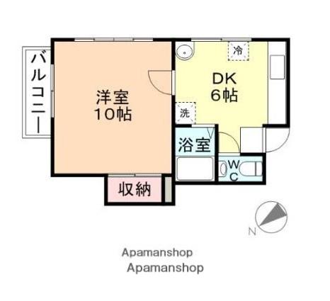 リッツ下轡田(1DK/1階)の間取り写真