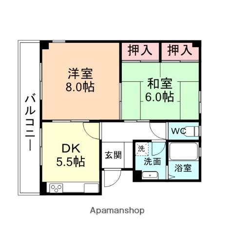 フレグランス南台(2LDK/2階)の間取り写真