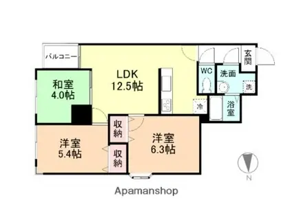 信開ベルシー稲荷元町(3LDK/8階)の間取り写真