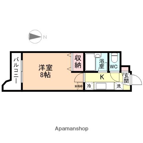 パークハイム西山王(1K/6階)の間取り写真