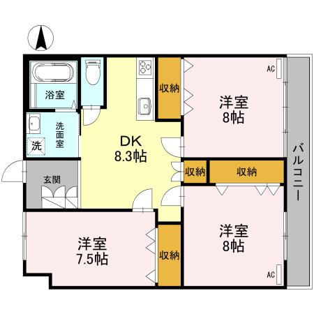 J-HOUSE杉田(3DK/2階)の間取り写真