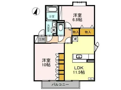 アザレアパークG棟(2LDK/2階)の間取り写真