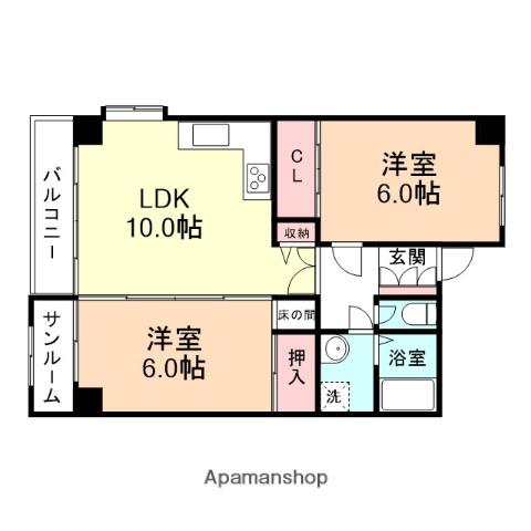 ラウンドパレス(2LDK/2階)の間取り写真