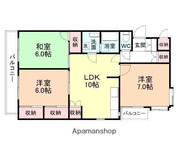 ブロード浅野(3LDK/2階)の間取り写真