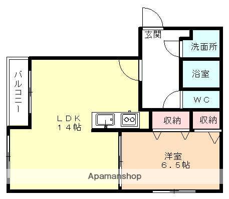 ハートフルマンション シンシア(1LDK/2階)の間取り写真