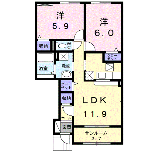 グランMIKI常盤台(2LDK/1階)の間取り写真