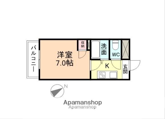 ニューハイツ五福(1K/4階)の間取り写真