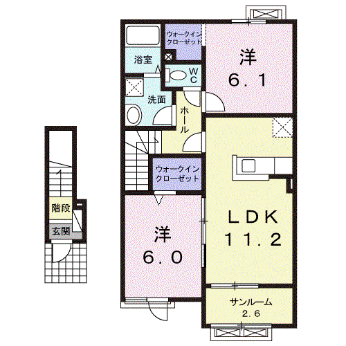 グランMIKI常盤台Ⅱ(2LDK/2階)の間取り写真