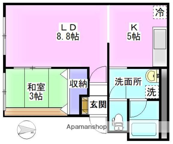 ロイヤルハイツⅡ(1LDK/2階)の間取り写真