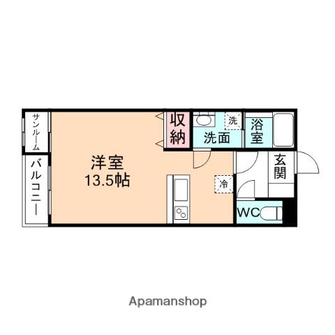PLAZA新園町(ワンルーム/1階)の間取り写真