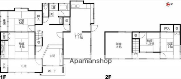 富山地鉄本線 越中荏原駅 徒歩18分 2階建 築52年(5LDK)の間取り写真