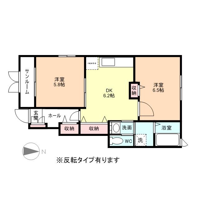 カーサ・ブローテ Ⅱ棟(2DK/1階)の間取り写真