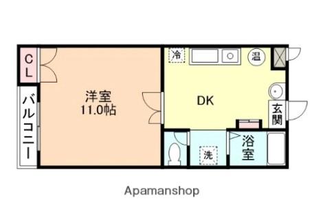 コーポ茜A(1DK/2階)の間取り写真