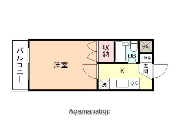 パープルハイム(1K/2階)の間取り写真