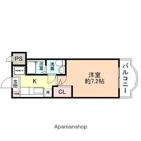 サンシャイン88 B棟(1K/2階)の間取り写真