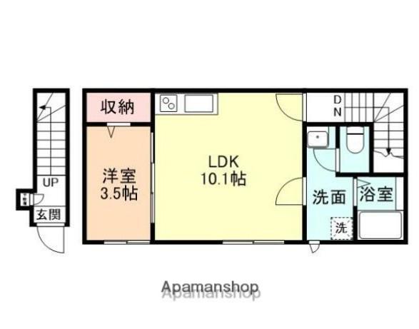 COURAGE(1LDK/2階)の間取り写真