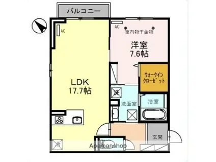 ドエル24(1LDK/1階)の間取り写真