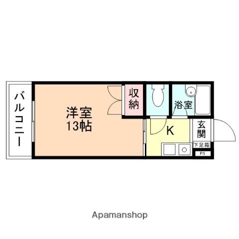 ベンベデール Ⅲ(1K/2階)の間取り写真