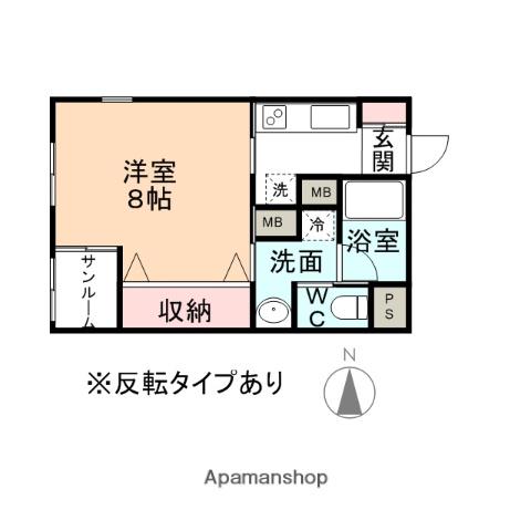 ヒルズ杉原(1K/1階)の間取り写真