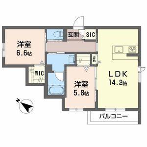 クレア大泉(2LDK/1階)の間取り写真