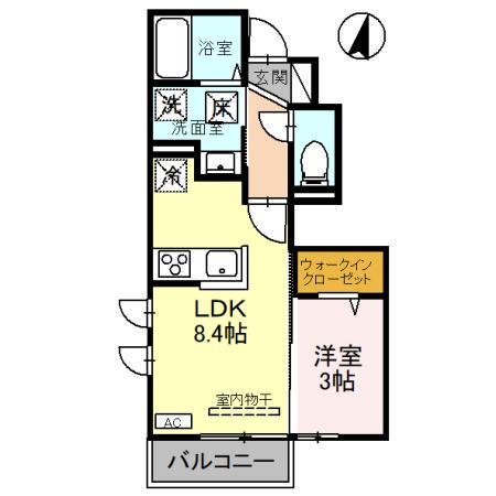 エルミタージュⅡ(1LDK/1階)の間取り写真