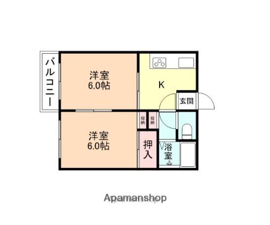 フォーブル山室(2K/2階)の間取り写真
