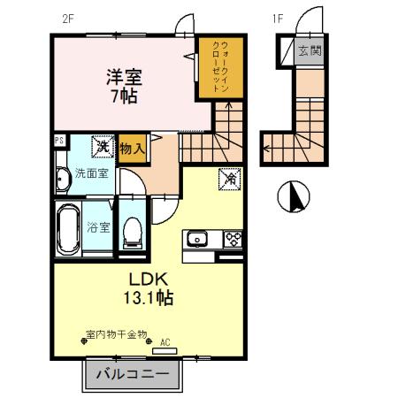 グラン ストリーツA(1LDK/2階)の間取り写真