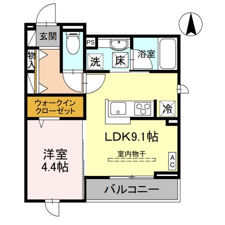 D-GRANDE常盤町(1LDK/1階)の間取り写真
