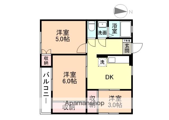 アントワーヌ富山Ⅱ(3DK/3階)の間取り写真
