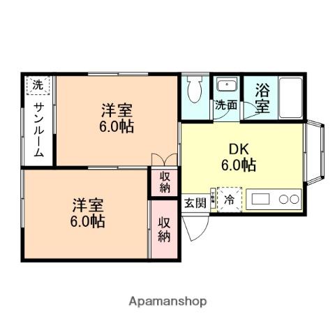 コートイング(2DK/2階)の間取り写真