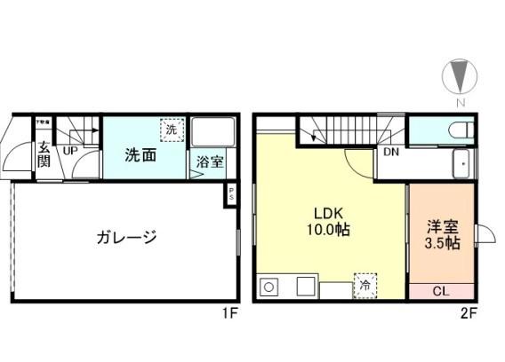 ガレッジ花園町(1LDK/1階)の間取り写真