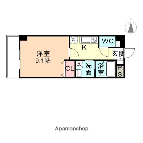 フロンティアイースト(1K/4階)の間取り写真
