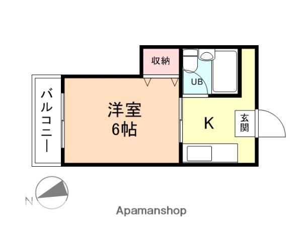 富山地鉄富山市内線 トヨタモビリティ富山Ｇスクエア五福前駅 徒歩1分 3階建 築44年(1K/2階)の間取り写真