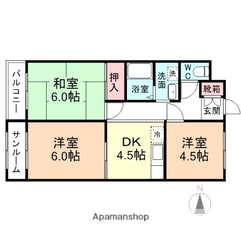グリーンハイツ(3DK/2階)の間取り写真