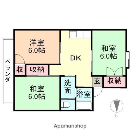 上野コーポ(3DK/1階)の間取り写真