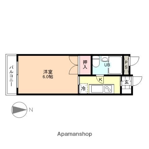 サンヒルズ五福(1K/3階)の間取り写真