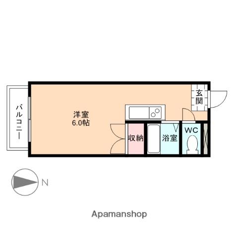 フィオーレ布瀬(1K/2階)の間取り写真