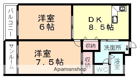 エクメーネ開(2DK/1階)の間取り写真
