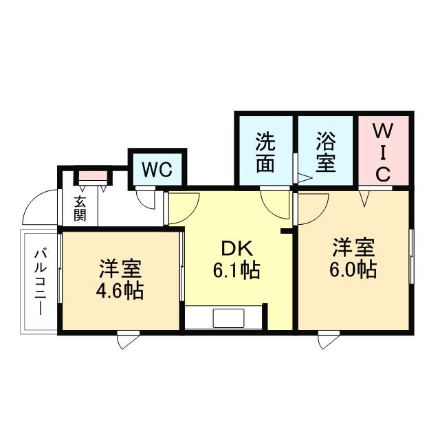 プラートⅠ(2DK/1階)の間取り写真