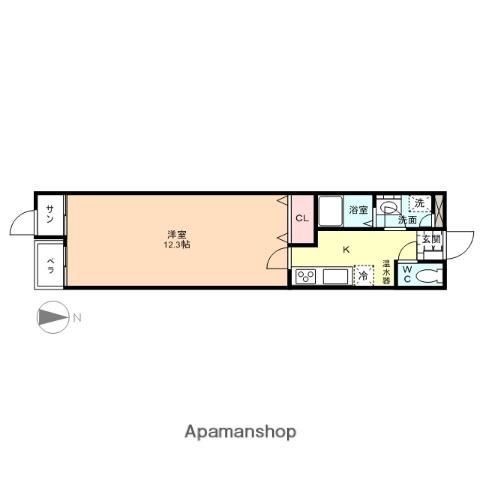 ブランシュール(1K/1階)の間取り写真