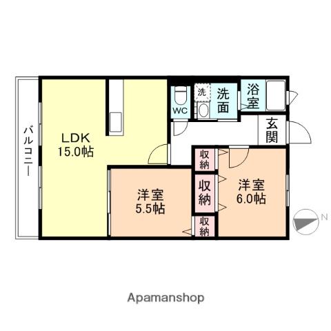 ハートフルタウン桜(2LDK/2階)の間取り写真